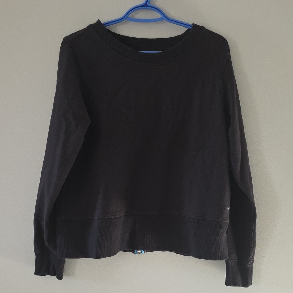 Puma Crewneck Open Zipper Back Sweatshirt Size Large Black